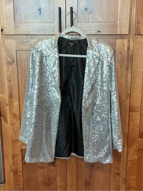 Silver Sequin Blazer Jacket